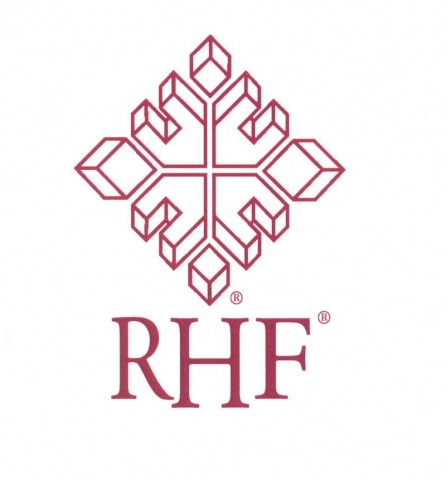 red shaped rombo logo with the letters RHF underneath it 